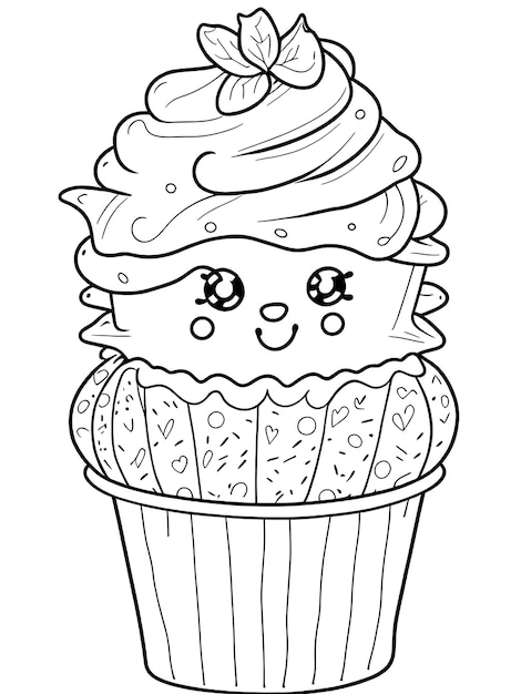 Cupcake coloring page