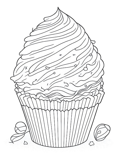 Cupcake coloring page