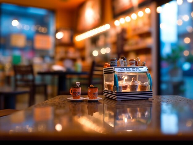 Photo a cupcake display on a table with a glass display that says 