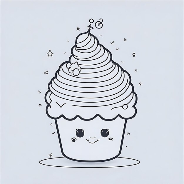 Foto disegni di cupcake per l'illustrazione di libri da colorare