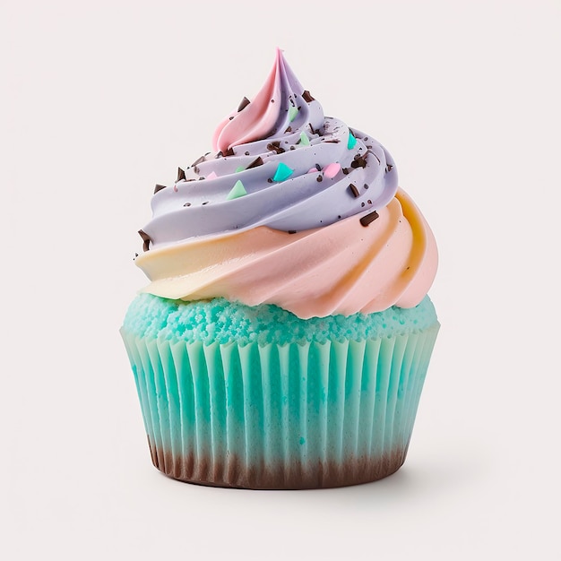 Photo cupcake isolate on white background generative ai