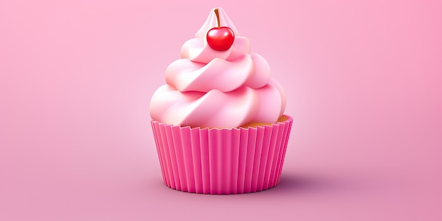 Photo cupcake isolated on pink background