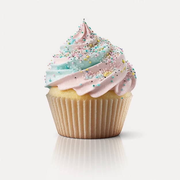 Cupcake isoleren op witte achtergrond Generatieve AI