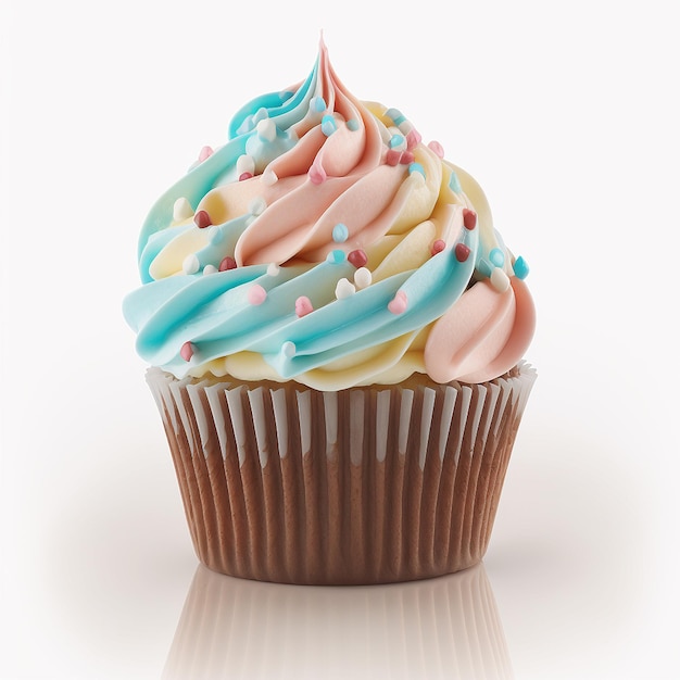 Cupcake isoleren op witte achtergrond Generatieve AI