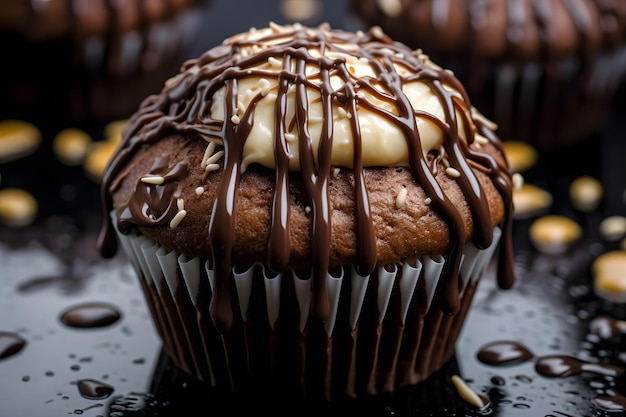 Cupcake met chocolademotregen