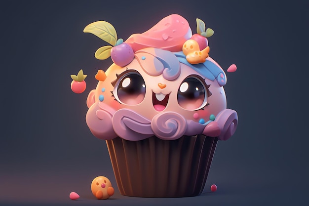 Cupcake met een ondeugende uitdrukking