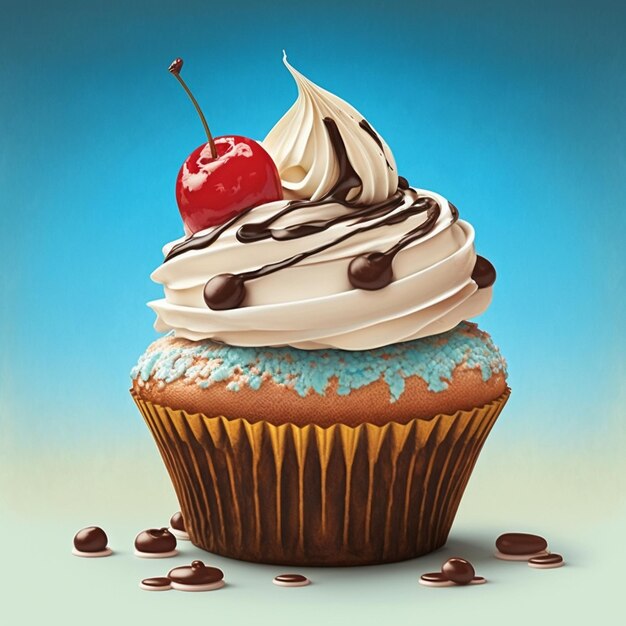 cupcake met glazuur illustratie afbeeldingen