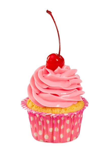 Cupcake met roze cremei in cocktailkers