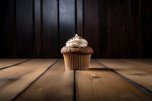 Cupcake op een houten tafel