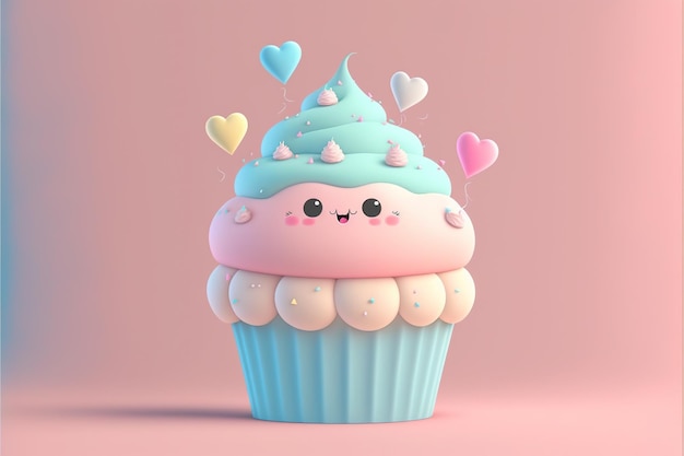 Cupcake-personage is schattig en het concept is romantisch.