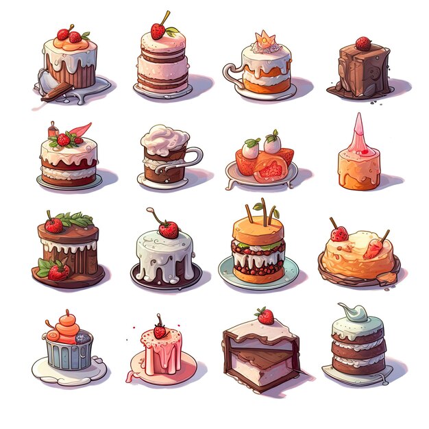 カップケーキステッカーセットイラスト