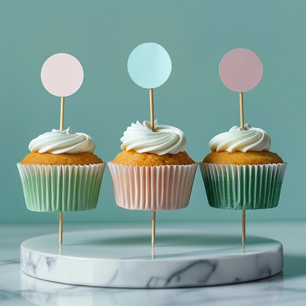 Foto mockup di cupcake topper