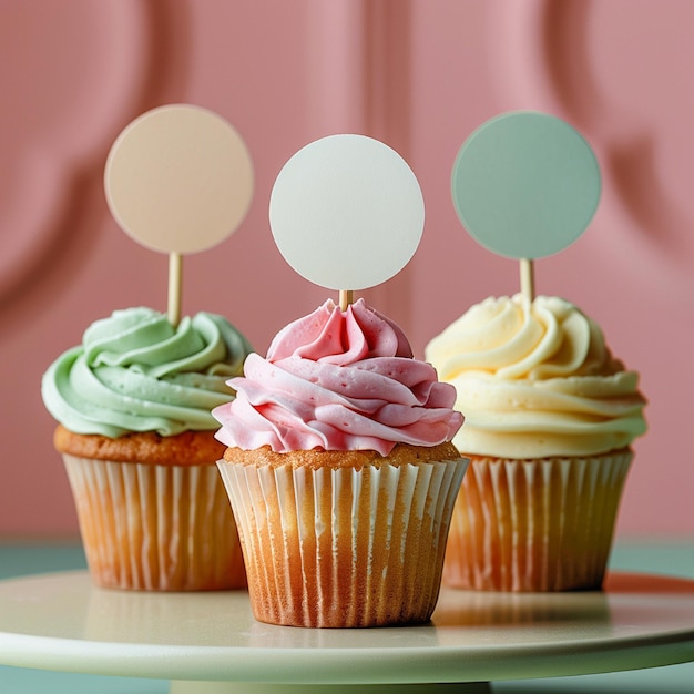 Foto mockup di cupcake topper