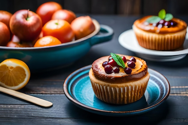 A cupcake with cherries on it