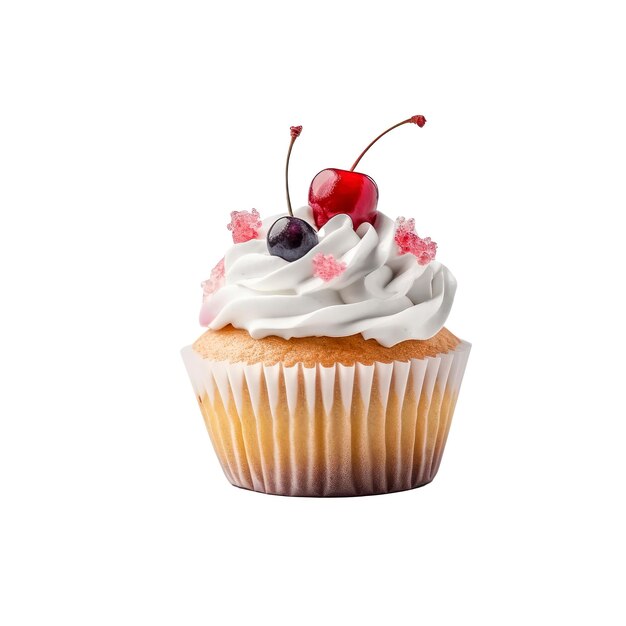 a cupcake with a cherry on top of it