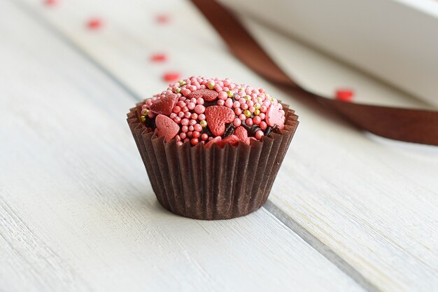 Cupcake with chocolate and sprikles