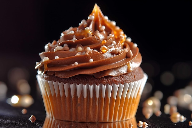 Cupcake with chocolate