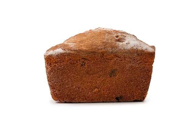 A cupcake with raisins isoalted on a white background