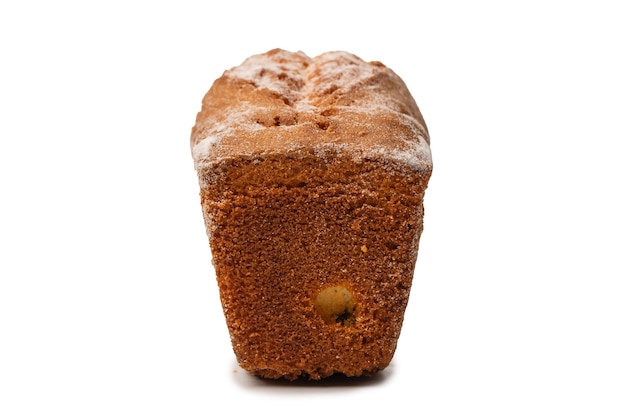 A cupcake with raisins isoalted on a white background