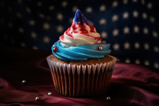 cupcake with red white and blue frosting