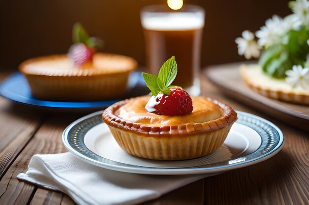 A cupcake with a strawberry on it