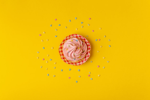 Cupcake on a yellow background