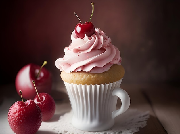 cupcakeje met kers