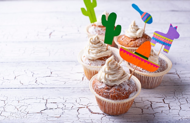 Cupcakes for celebrating Mexican party fiesta 