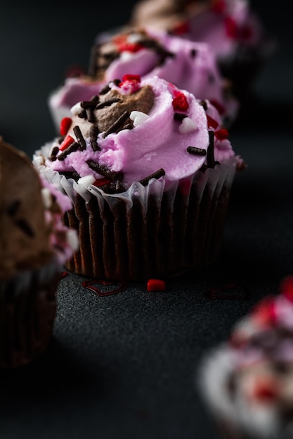 Cupcakes decorated with a hearts shaped