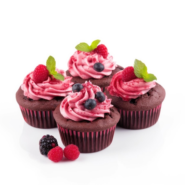 Cupcakes Isolated on White Generative AI