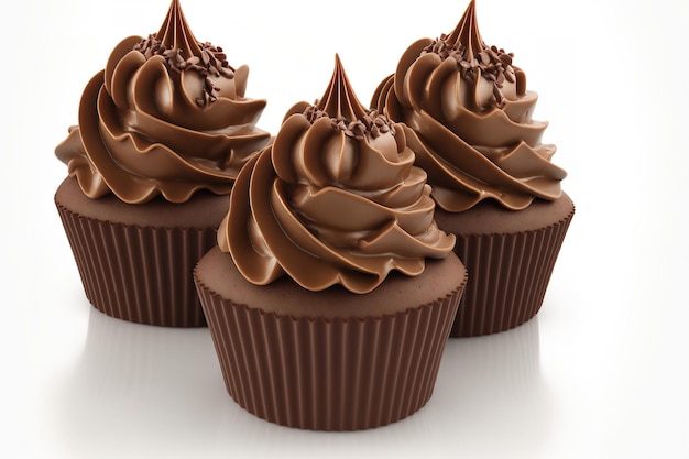 Cupcakes made of chocolate isolated on white