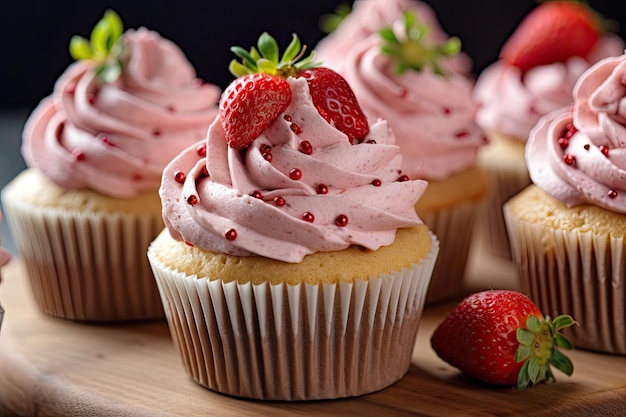 Cupcakes met Aardbei Frosting Fresh