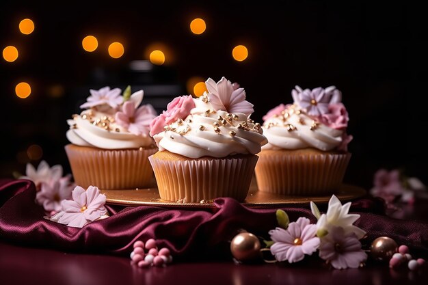 Cupcakes met bloemendecoraties