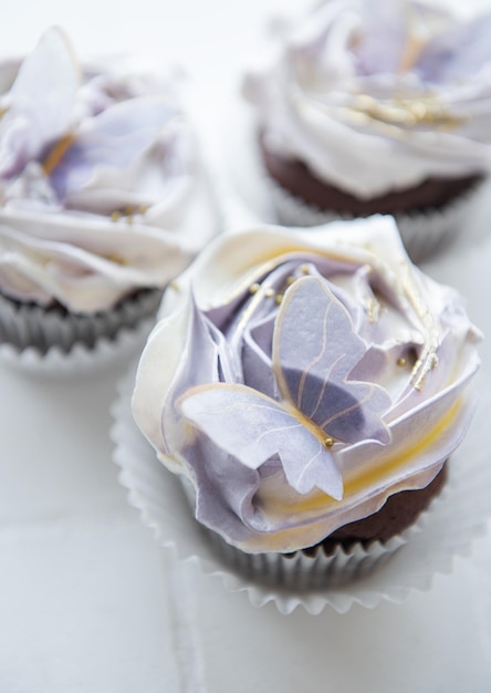 Cupcakes with butterfly decorations