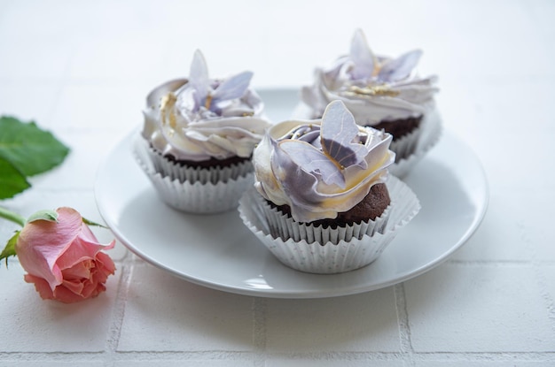 Cupcakes with butterfly decorations