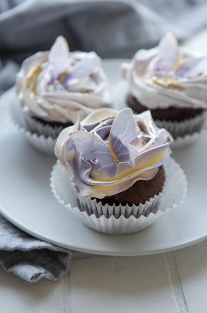 Cupcakes with butterfly decorations