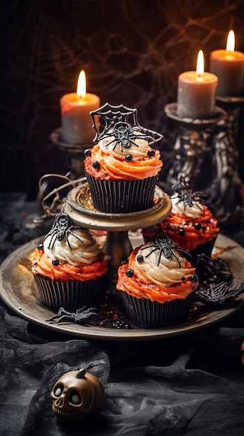 cupcakes with a candle on a tray with candles