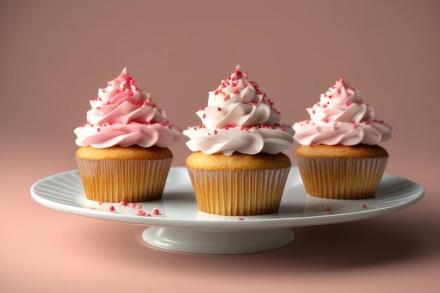 Cupcakes with cherry and icing on the table