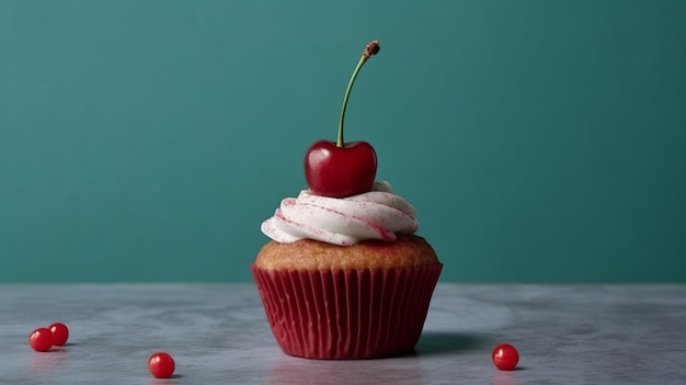 Foto cupcakes con una ciliegia in cima