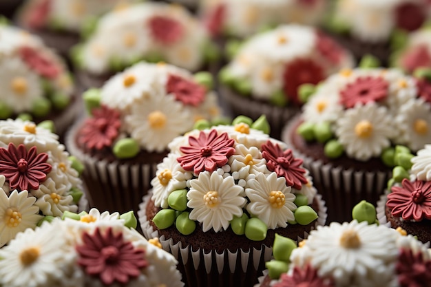 Cupcakes with Floral Decorations