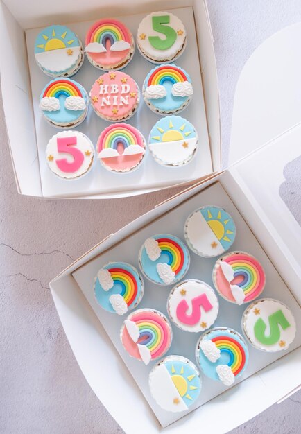 Photo cupcakes with icing decorations