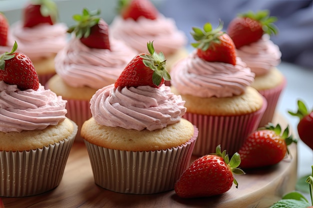 Cupcakes with Strawberry Frosting Fresh