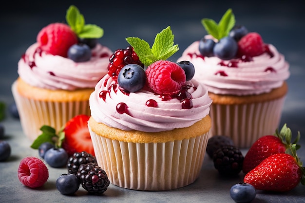 Cupcakes with summer berries