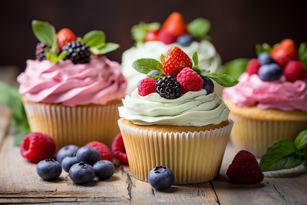 Cupcakes with summer berries