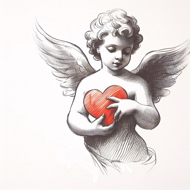 Foto cartella del cuore di cupido e dell'amore per il giorno di san valentino
