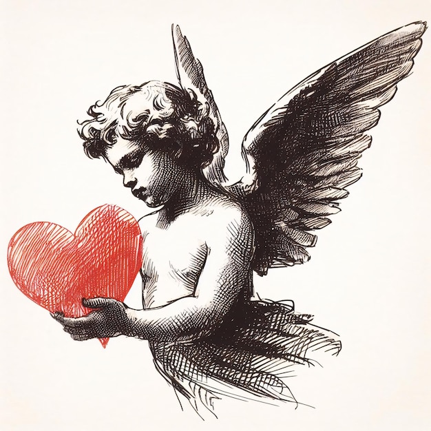 Photo cupid heart and love card for valentine's day