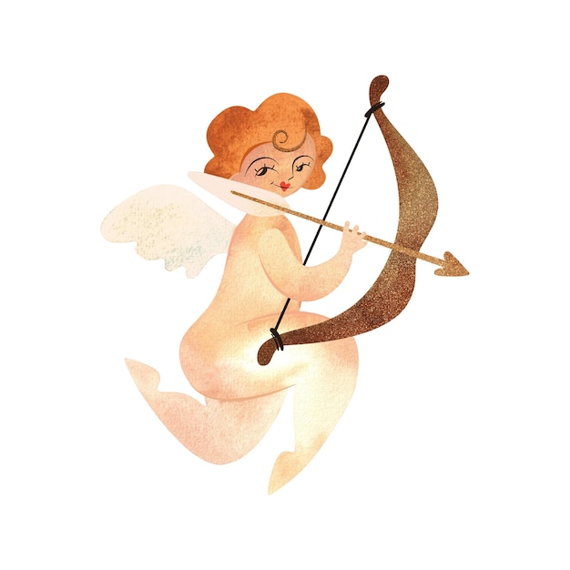 Cupido of Amor de Griekse god van de liefde met een boog en pijl goudharige baby met vleugels karakter