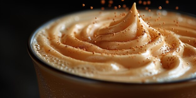 Foto coppe di cappuccino con latte art top view flat lay