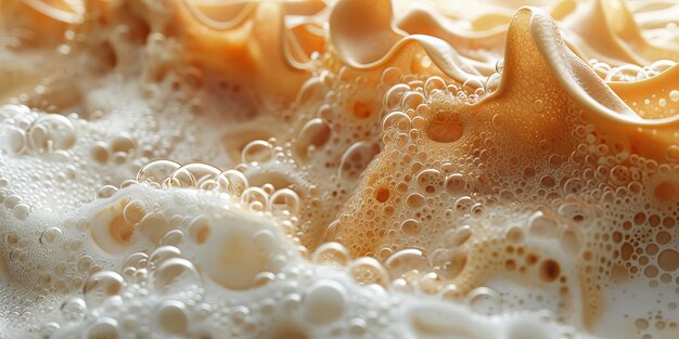 Foto coppe di cappuccino con latte art top view flat lay