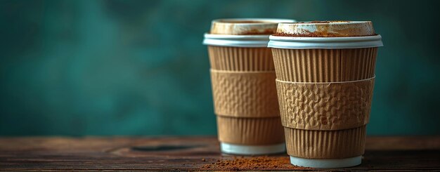 写真 コーヒーのカップが互いに積み重ねられている